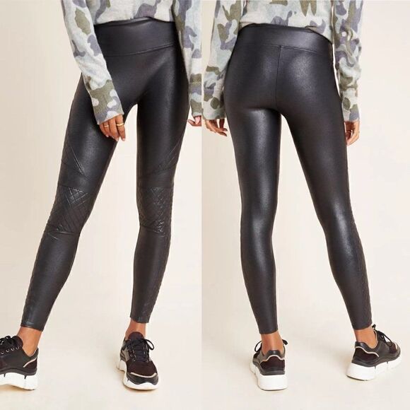 ANTHROPOLOGIE Spanx Quilted Faux Leather Leggings - Picture 2 of 3